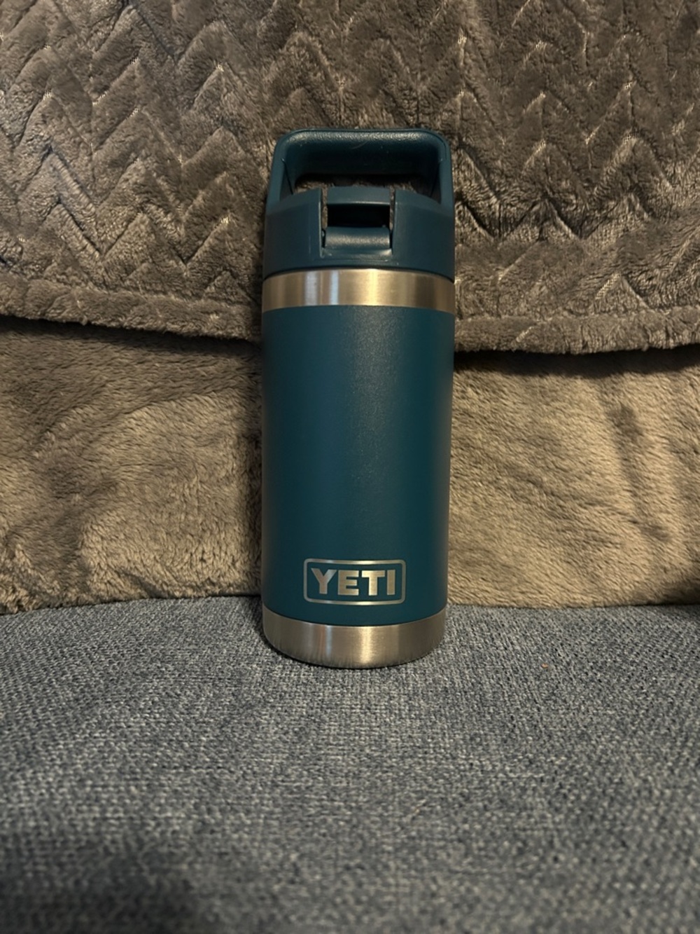 Yeti Rambler Jr. 12 oz Water Bottle, Agave Teal, Color Matching Straw Cap